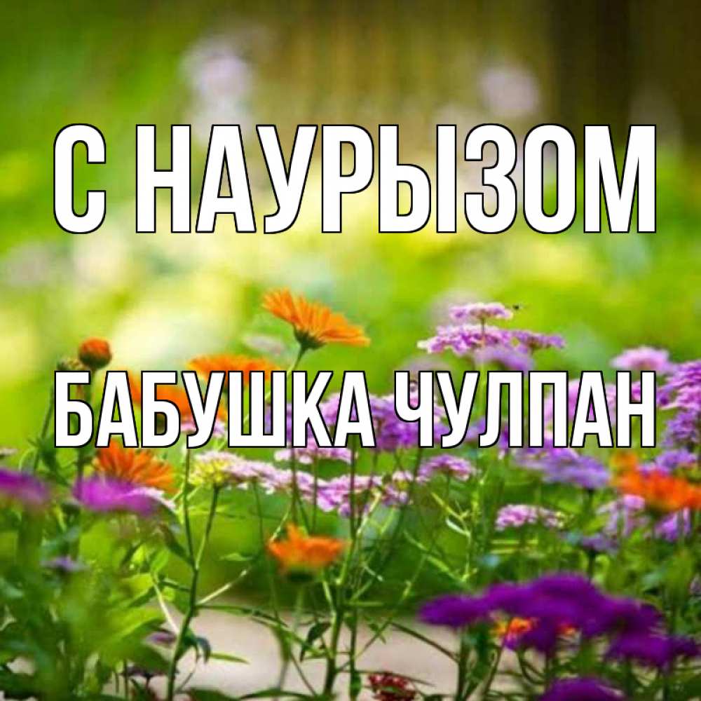 Открытка на каждый день с именем, Бабушка-Чулпан С наурызом цветы Прикольная открытка с пожеланием онлайн скачать бесплатно 