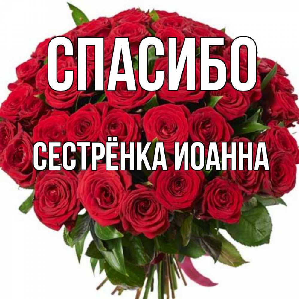 Открытка на каждый день с именем, Сестрёнка-Иоанна Спасибо букет красных роз Прикольная открытка с пожеланием онлайн скачать бесплатно 