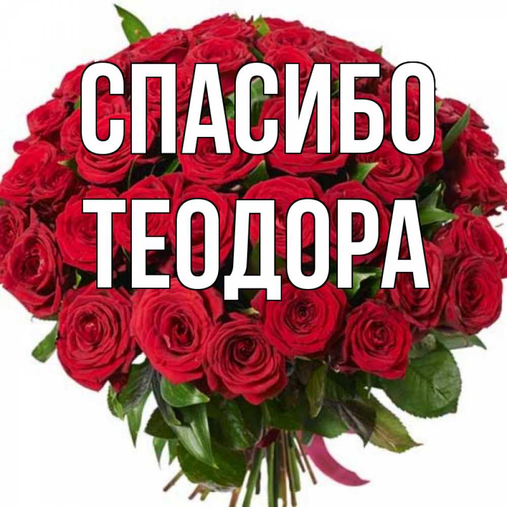 Открытка на каждый день с именем, Теодора Спасибо букет красных роз Прикольная открытка с пожеланием онлайн скачать бесплатно 