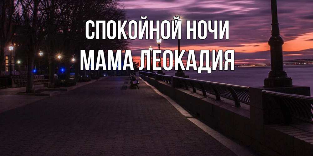 Открытка на каждый день с именем, Мама-Леокадия Спокойной ночи фонари на фоне реки Прикольная открытка с пожеланием онлайн скачать бесплатно 