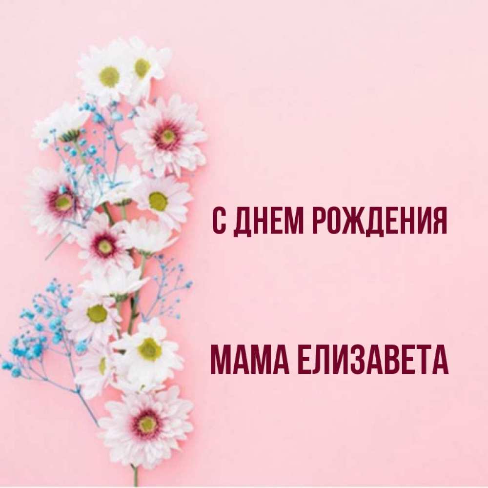 Открытка на каждый день с именем, Мама-Елизавета С днем рождения Родная моя с днем рождения тебя картинка с цветами белыми и голубыми Прикольная открытка с пожеланием онлайн скачать бесплатно 
