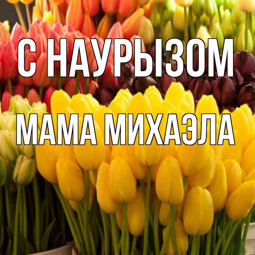 Открытка на каждый день с именем, Мама-Михаэла С наурызом цветы Прикольная открытка с пожеланием онлайн скачать бесплатно 