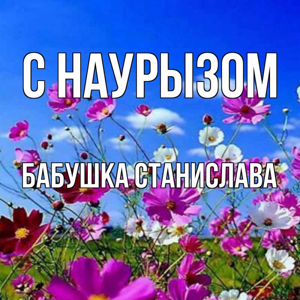 Открытка на каждый день с именем, Бабушка-Станислава С наурызом цветы Прикольная открытка с пожеланием онлайн скачать бесплатно 