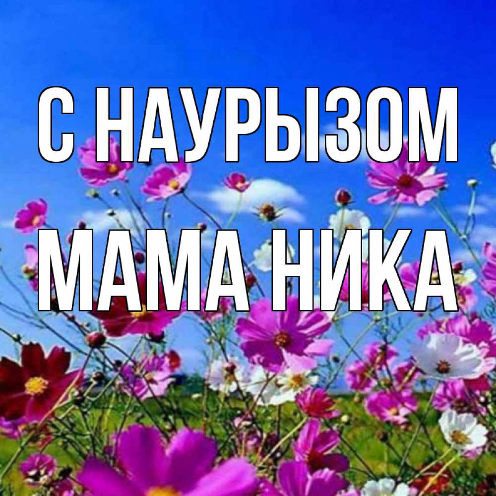 Открытка на каждый день с именем, Мама-Ника С наурызом цветы Прикольная открытка с пожеланием онлайн скачать бесплатно 