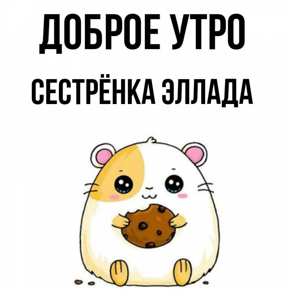 Открытка на каждый день с именем, Сестрёнка-Эллада Доброе утро есть печеньку. Утречко Прикольная открытка с пожеланием онлайн скачать бесплатно 