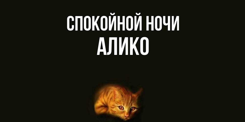 Открытка на каждый день с именем, Алико Спокойной ночи кот Прикольная открытка с пожеланием онлайн скачать бесплатно 