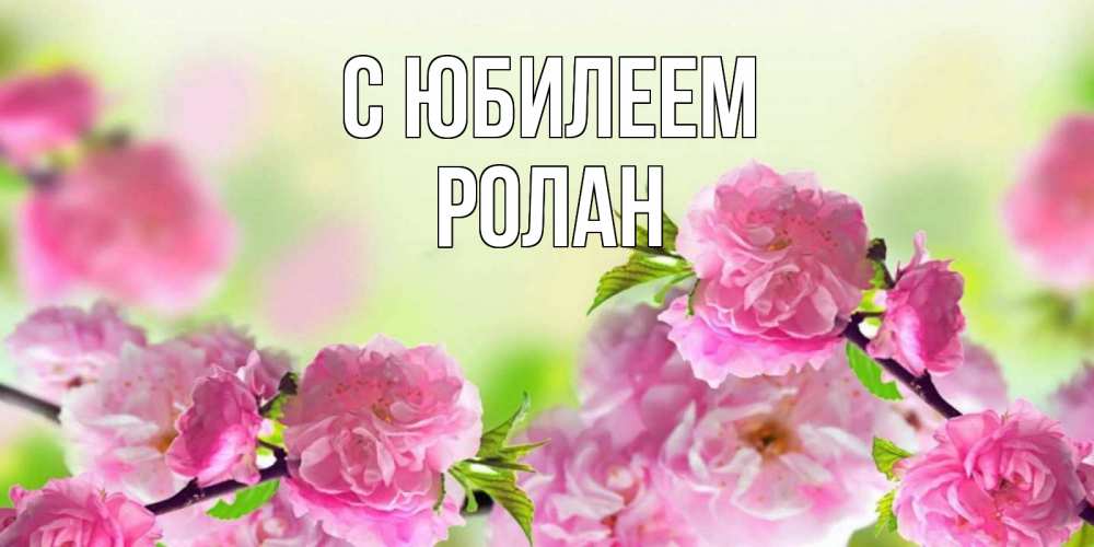 Открытка на каждый день с именем, Ролан С юбилеем веточки с цветками Прикольная открытка с пожеланием онлайн скачать бесплатно 