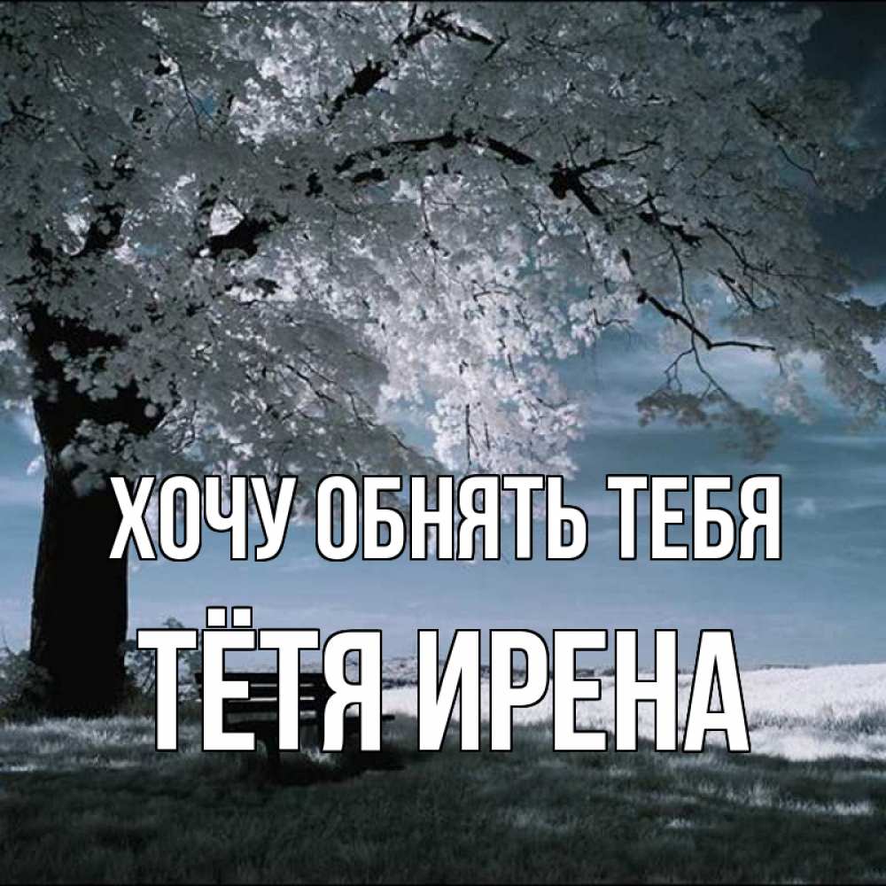 Открытка на каждый день с именем, Тётя-Ирена Хочу обнять тебя дерево Прикольная открытка с пожеланием онлайн скачать бесплатно 