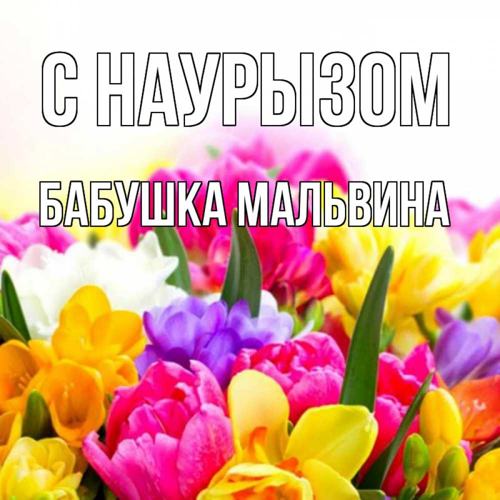 Открытка на каждый день с именем, Бабушка-Мальвина С наурызом тюльпаны Прикольная открытка с пожеланием онлайн скачать бесплатно 