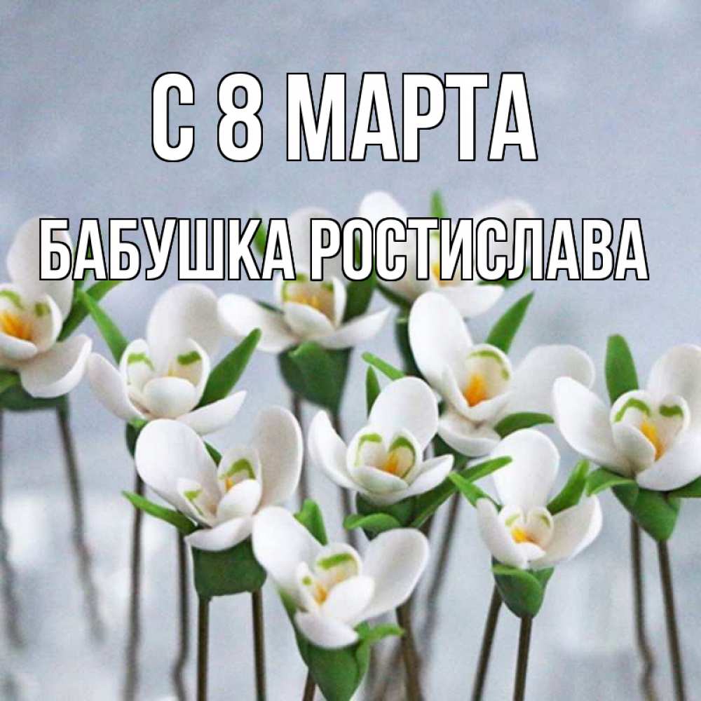 Открытка на каждый день с именем, Бабушка-Ростислава С 8 МАРТА весенние цветы Прикольная открытка с пожеланием онлайн скачать бесплатно 