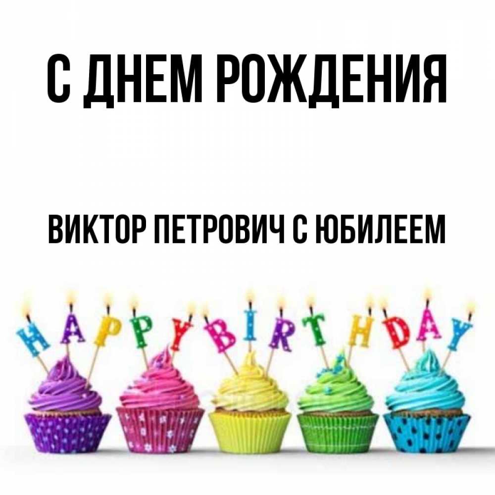 Открытка с именем, Виктор Петрович с юбилеем, С днем рождения