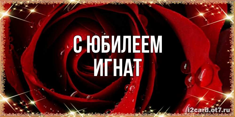 Открытка на каждый день с именем, Игнат С юбилеем цветок в росе на день рождения Прикольная открытка с пожеланием онлайн скачать бесплатно 
