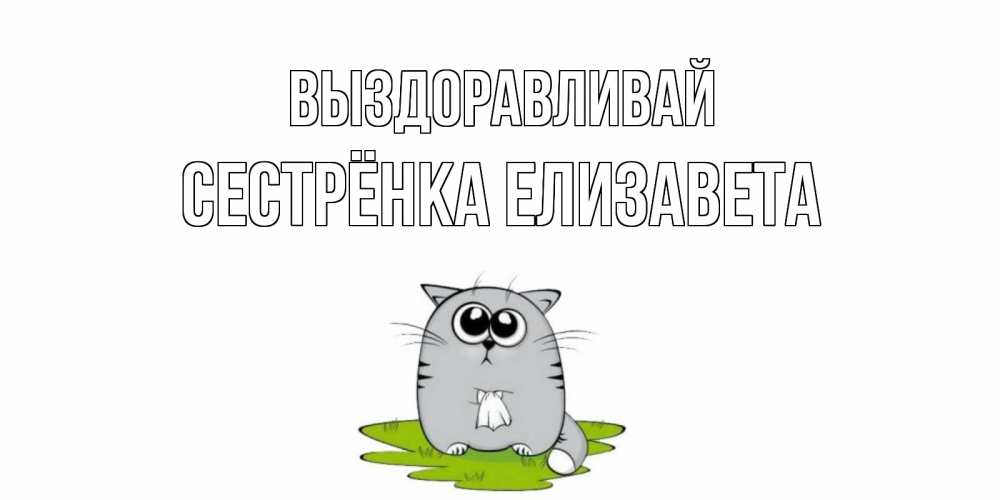 Открытка на каждый день с именем, Сестрёнка-Елизавета Выздоравливай кот и открытки про выздоровление Прикольная открытка с пожеланием онлайн скачать бесплатно 