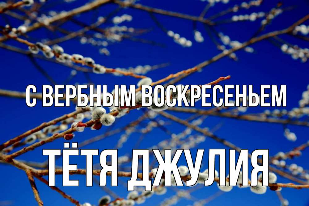 Открытка на каждый день с именем, Тётя-Джулия С вербным воскресеньем верба Прикольная открытка с пожеланием онлайн скачать бесплатно 