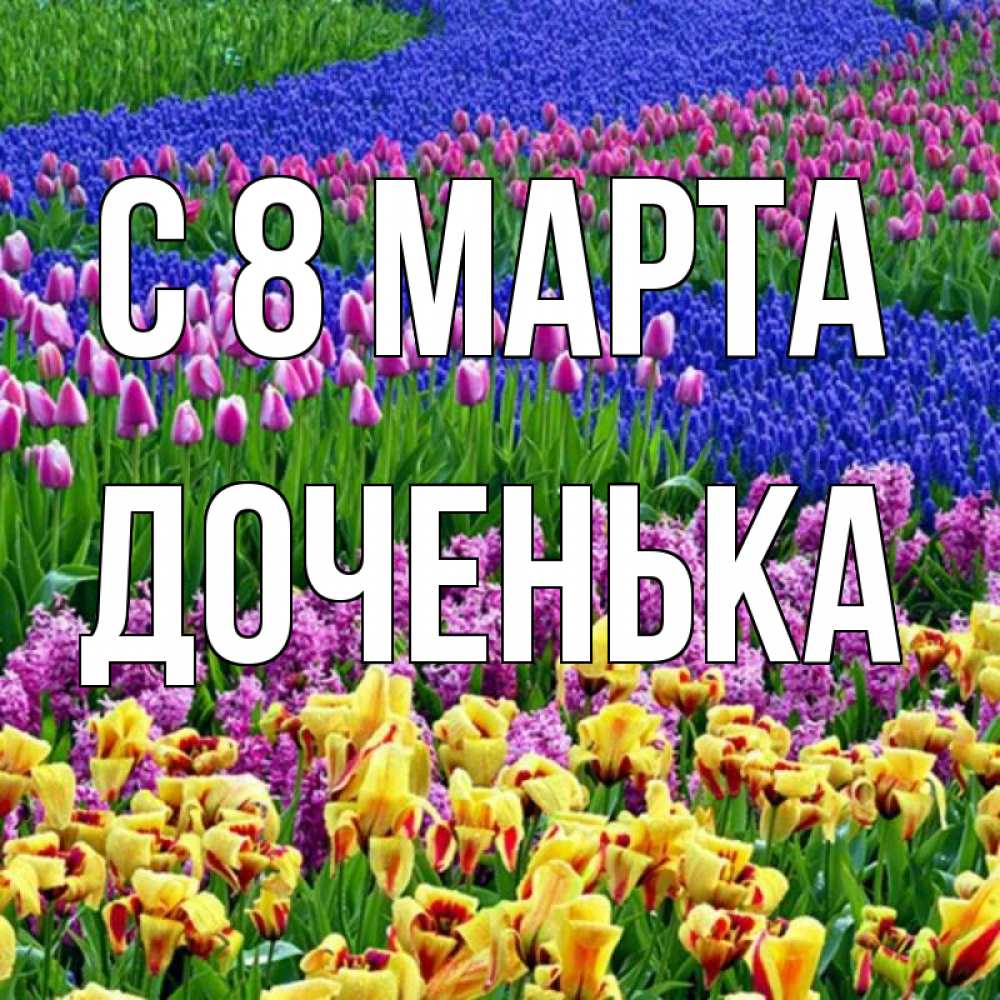 Открытка на каждый день с именем, Доченька С 8 марта цветы Прикольная открытка с пожеланием онлайн скачать бесплатно 