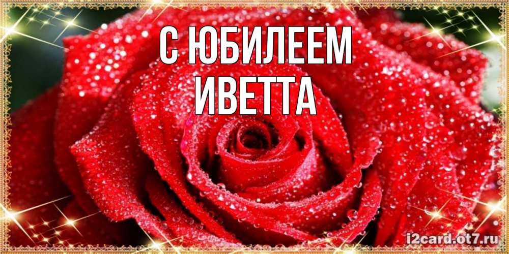 Открытка на каждый день с именем, Иветта С юбилеем роса и роза. открытка с красивой розой Прикольная открытка с пожеланием онлайн скачать бесплатно 