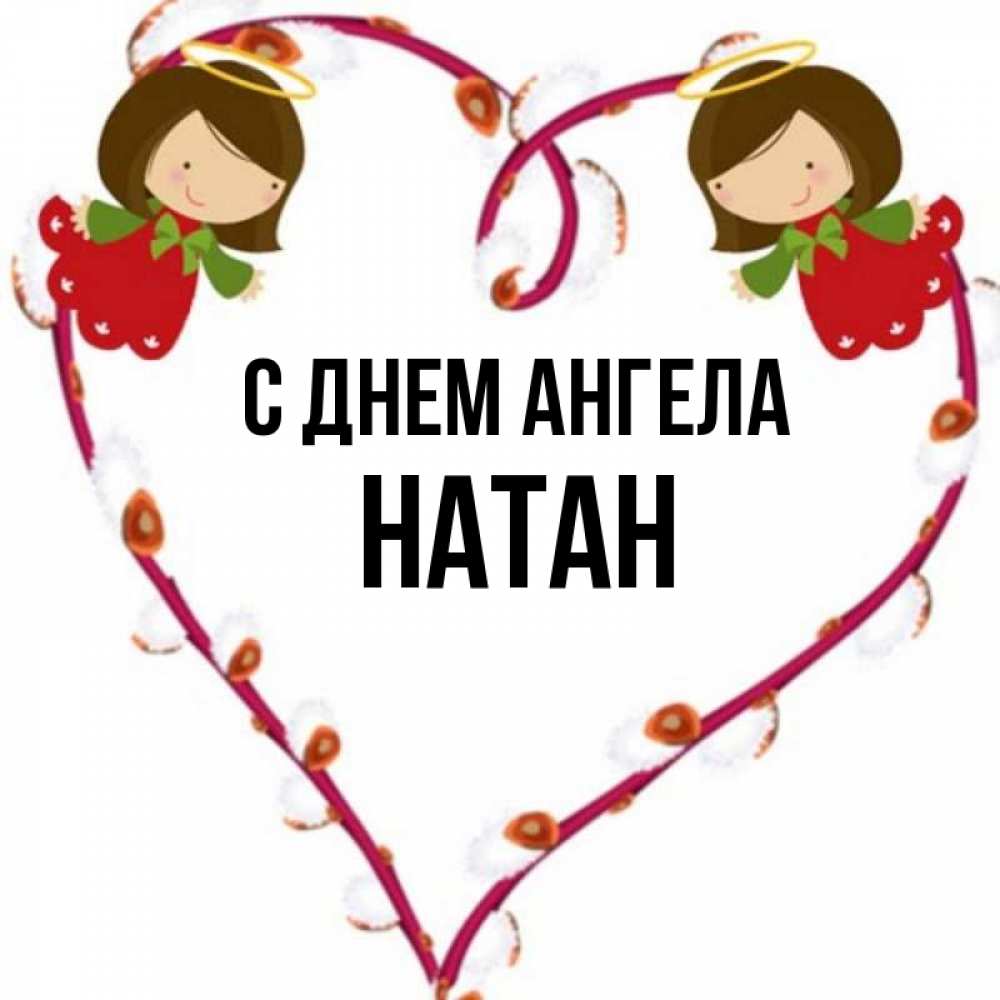 Открытка на каждый день с именем, Натан С днем ангела рамочка в виде сердца Прикольная открытка с пожеланием онлайн скачать бесплатно 