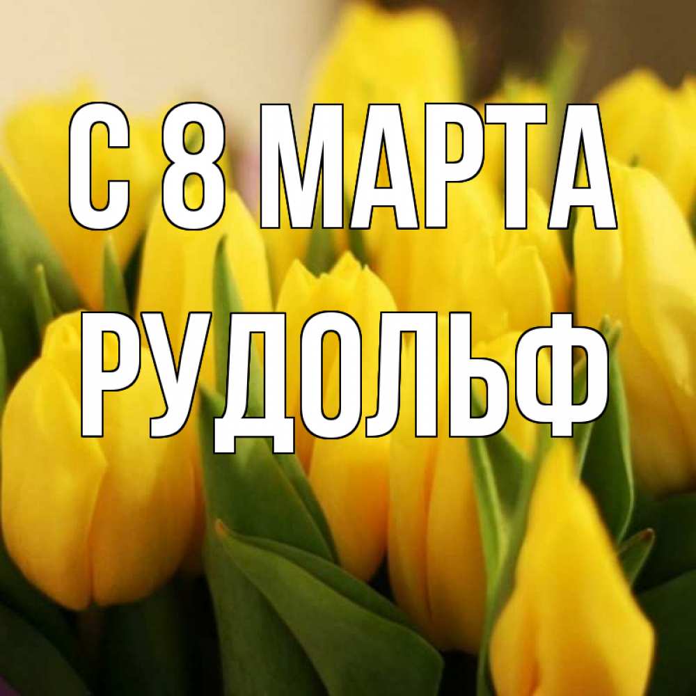 Открытка на каждый день с именем, Рудольф С 8 МАРТА цветы Прикольная открытка с пожеланием онлайн скачать бесплатно 