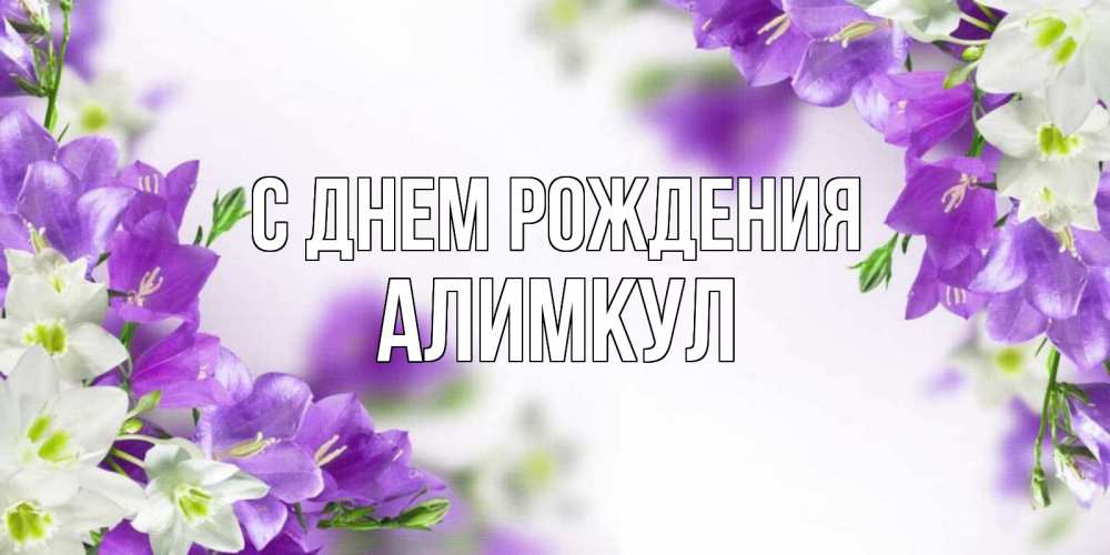 Открытка на каждый день с именем, Алимкул С днем рождения открытка на день рождения с сиреневыми цветами Прикольная открытка с пожеланием онлайн скачать бесплатно 