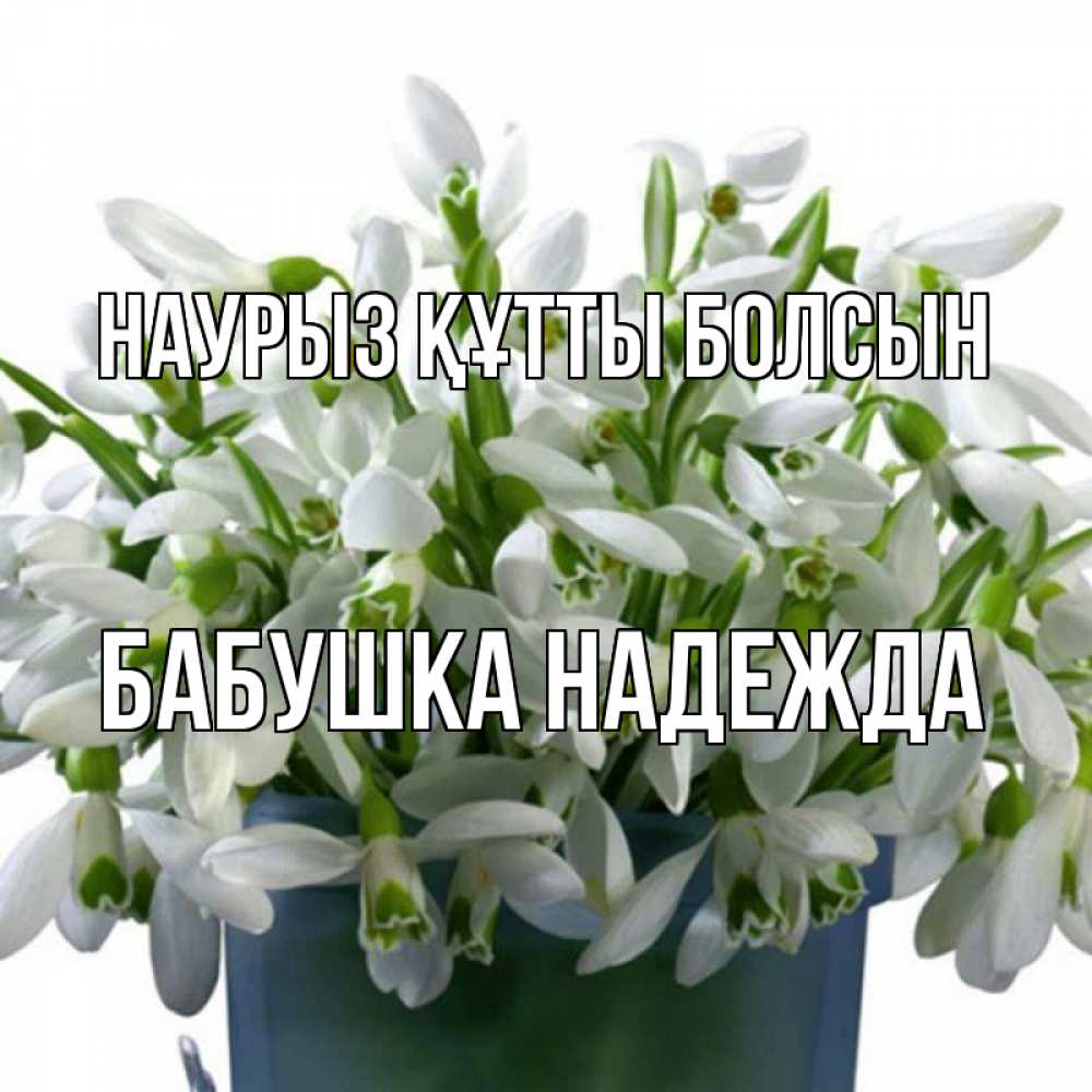 Открытка на каждый день с именем, Бабушка-Надежда Наурыз құтты болсын цветы к наурызу Прикольная открытка с пожеланием онлайн скачать бесплатно 