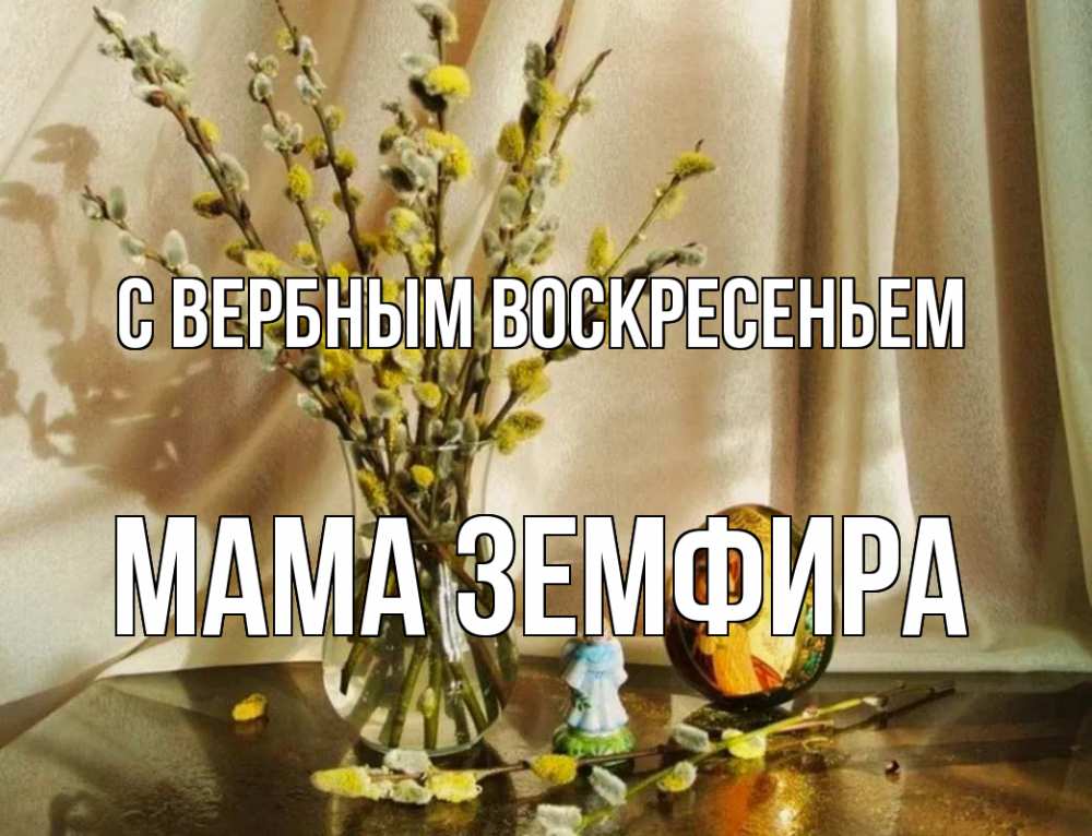 Открытка на каждый день с именем, Мама-Земфира С вербным воскресеньем верба 1 Прикольная открытка с пожеланием онлайн скачать бесплатно 