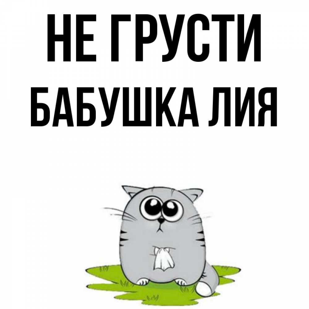 Открытка на каждый день с именем, Бабушка-Лия Не грусти грустный котяра Прикольная открытка с пожеланием онлайн скачать бесплатно 