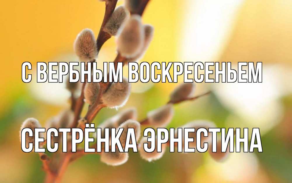 Открытка на каждый день с именем, Сестрёнка-Эрнестина С вербным воскресеньем верба Прикольная открытка с пожеланием онлайн скачать бесплатно 
