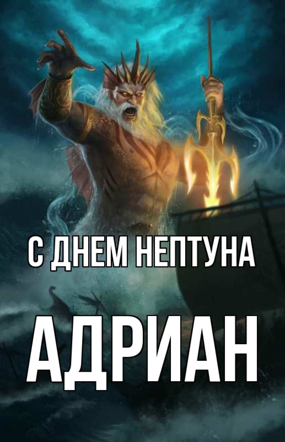 Открытка на каждый день с именем, Адриан С днем нептуна с днем Нептуна Прикольная открытка с пожеланием онлайн скачать бесплатно 