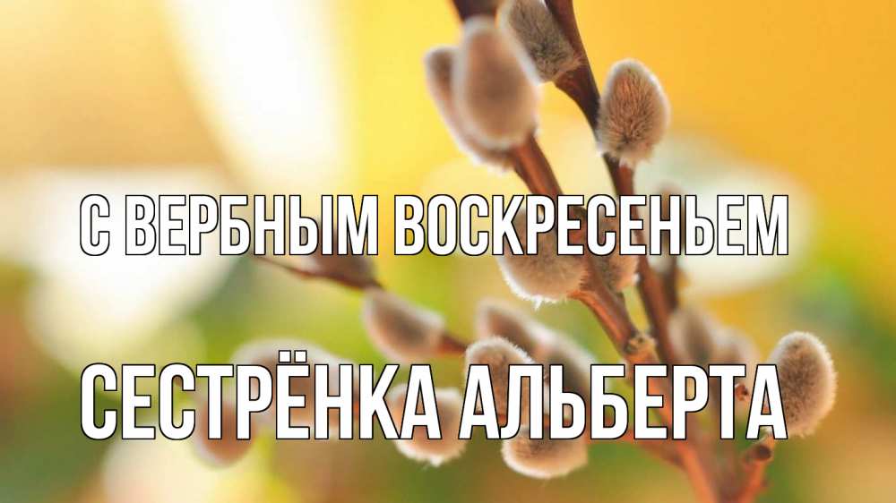 Открытка на каждый день с именем, Сестрёнка-Альберта С вербным воскресеньем верба 1 Прикольная открытка с пожеланием онлайн скачать бесплатно 