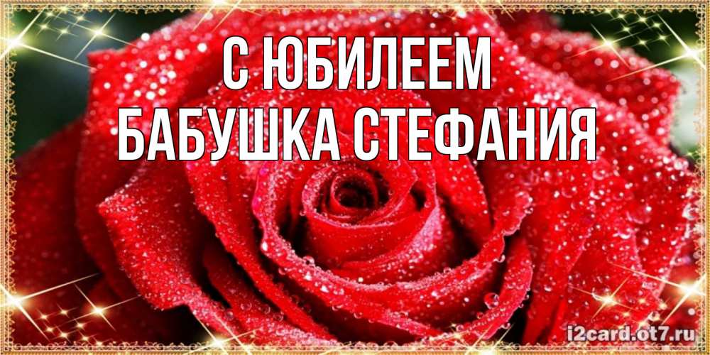 Открытка на каждый день с именем, Бабушка-Стефания С юбилеем роса и роза. открытка с красивой розой Прикольная открытка с пожеланием онлайн скачать бесплатно 