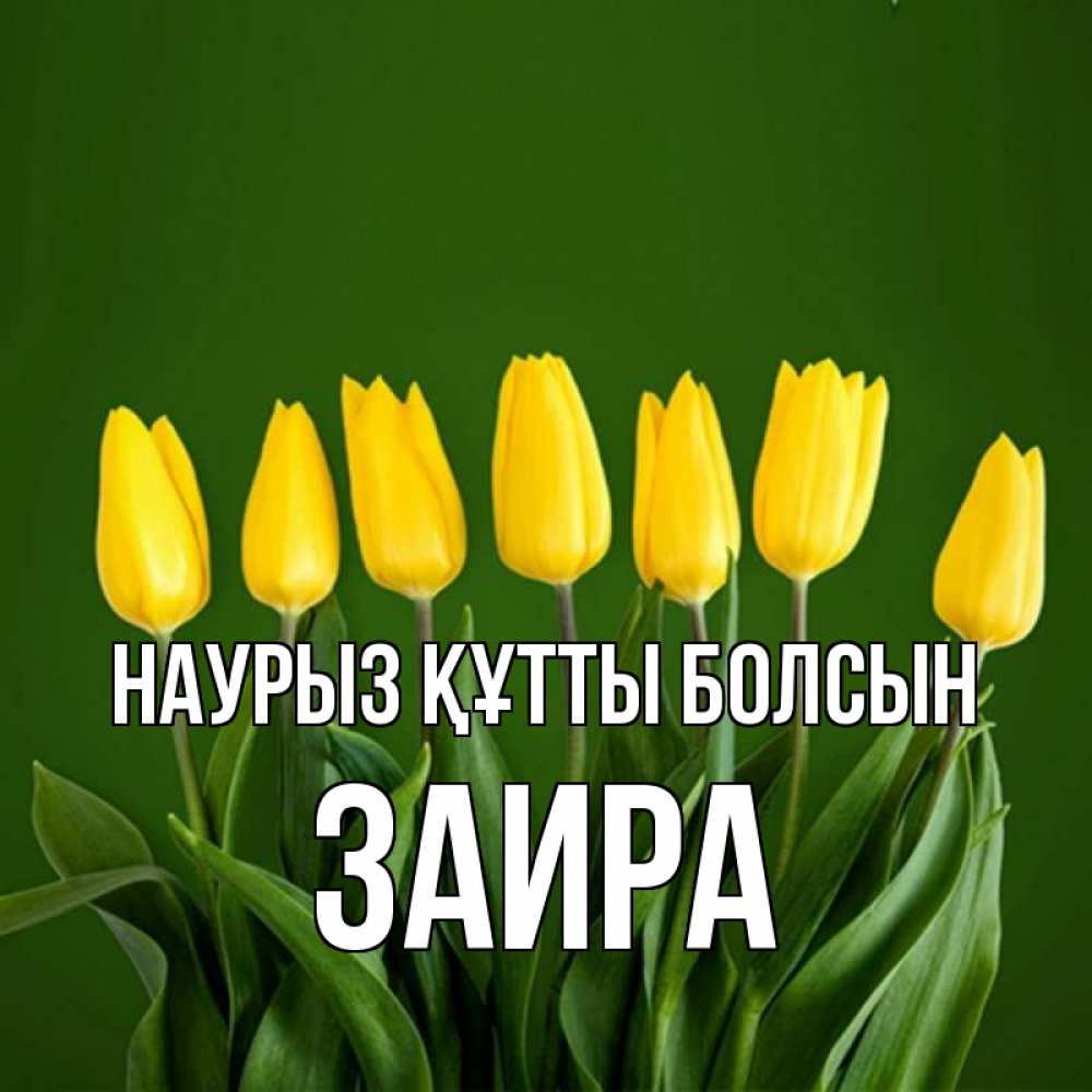 Открытка на каждый день с именем, Заира Наурыз құтты болсын желтого цвета 3 Прикольная открытка с пожеланием онлайн скачать бесплатно 