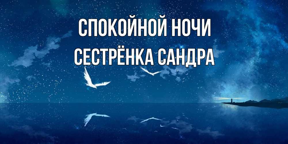 Открытка на каждый день с именем, Сестрёнка-Сандра Спокойной ночи птицы летят на фоне ночного неба Прикольная открытка с пожеланием онлайн скачать бесплатно 
