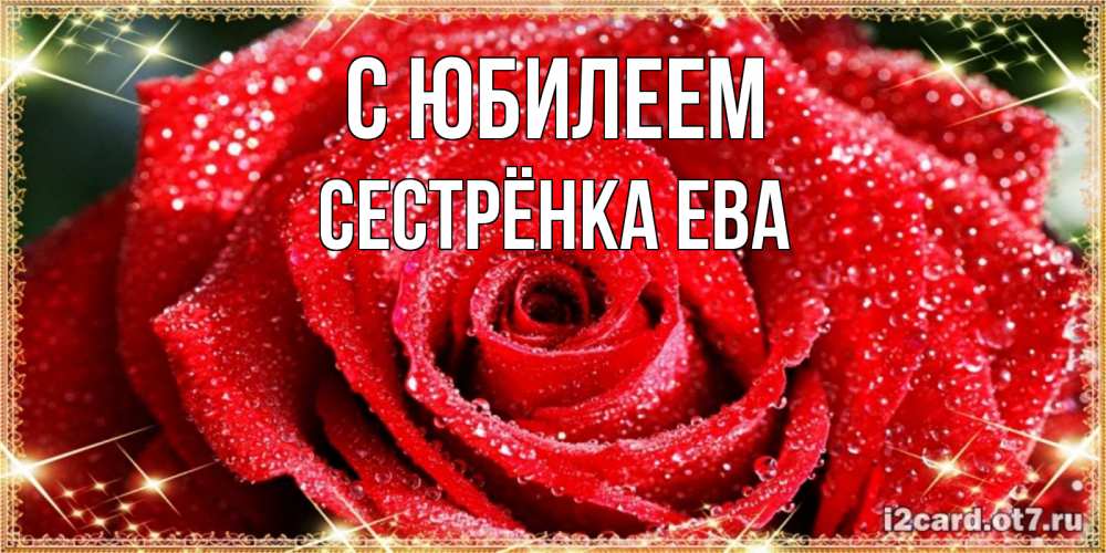 Открытка на каждый день с именем, Сестрёнка-Ева С юбилеем роса и роза. открытка с красивой розой Прикольная открытка с пожеланием онлайн скачать бесплатно 