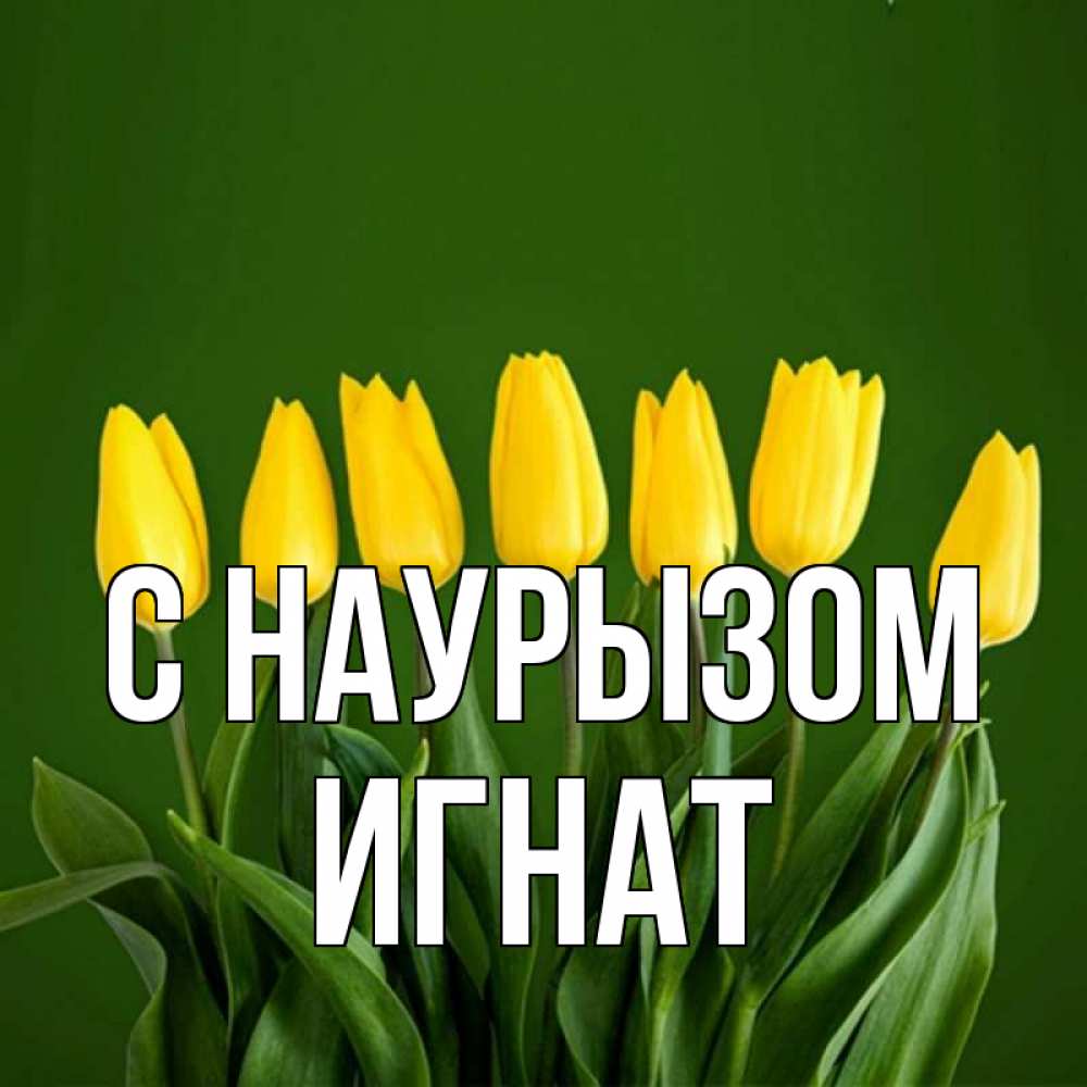 Открытка на каждый день с именем, Игнат С наурызом желтого цвета 3 Прикольная открытка с пожеланием онлайн скачать бесплатно 