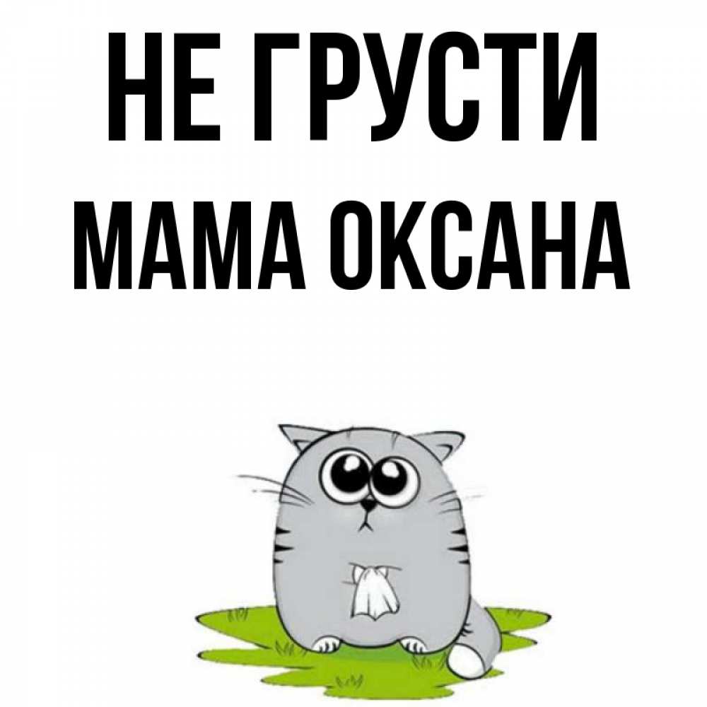Открытка на каждый день с именем, Мама-Оксана Не грусти грустный котяра Прикольная открытка с пожеланием онлайн скачать бесплатно 