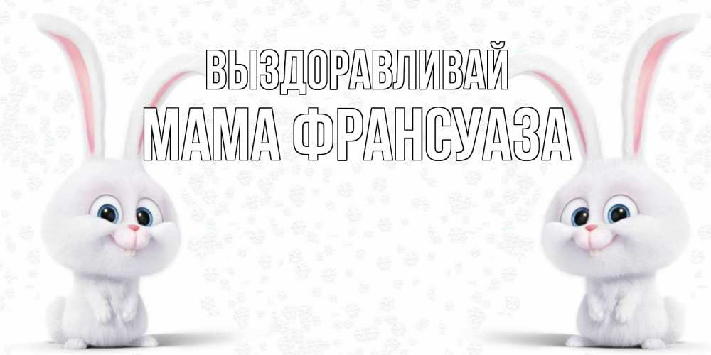 Открытка на каждый день с именем, Мама-Франсуаза Выздоравливай не болей с зайцем Прикольная открытка с пожеланием онлайн скачать бесплатно 