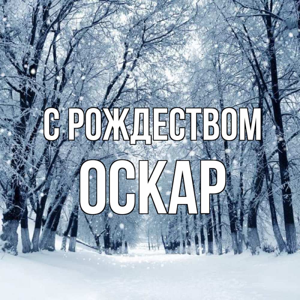 Открытка на каждый день с именем, Оскар С рождеством снег, лес, парк Прикольная открытка с пожеланием онлайн скачать бесплатно 