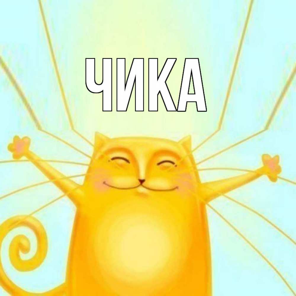 Открытка на каждый день с именем, Чика Главная солнечный обнимашечный кот Прикольная открытка с пожеланием онлайн скачать бесплатно 