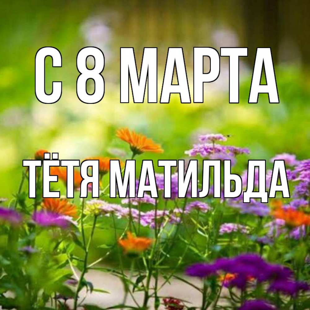 Открытка на каждый день с именем, Тётя-Матильда С 8 МАРТА цветы Прикольная открытка с пожеланием онлайн скачать бесплатно 