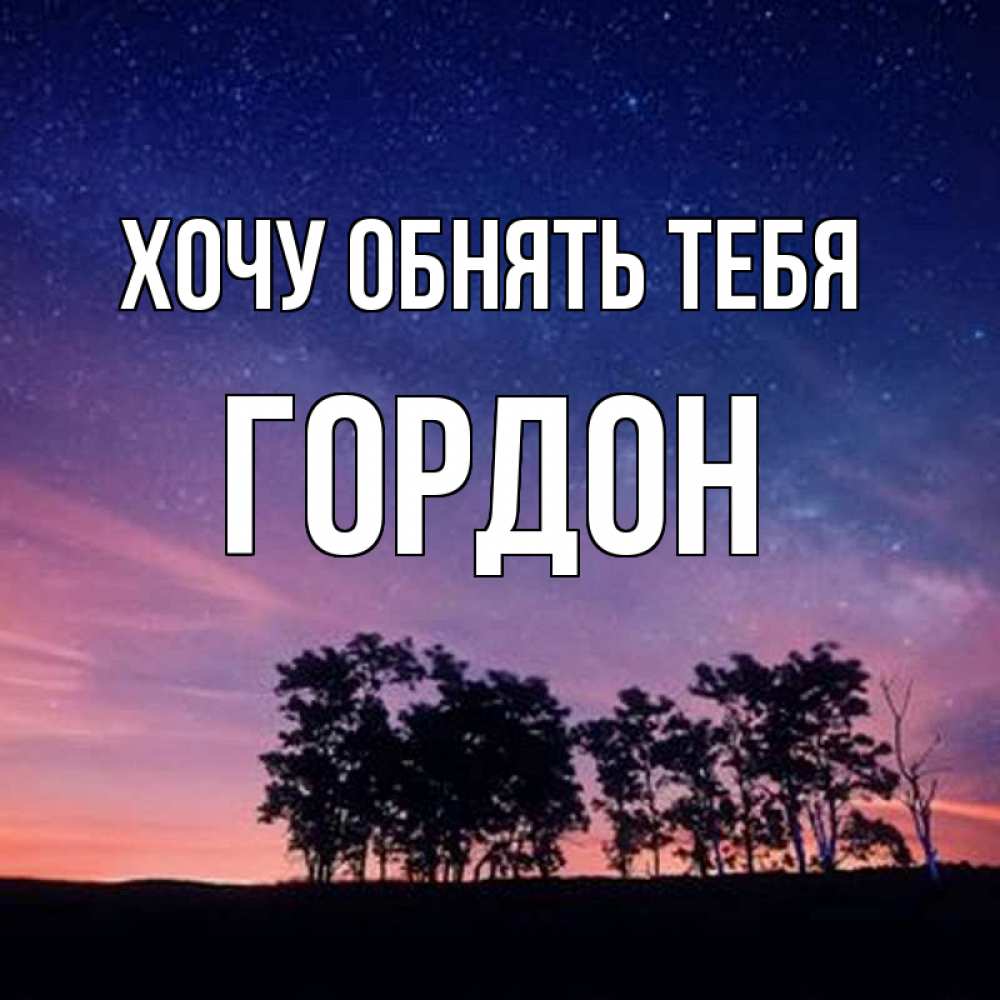 Открытка на каждый день с именем, Гордон Хочу обнять тебя силуэты деревьев Прикольная открытка с пожеланием онлайн скачать бесплатно 