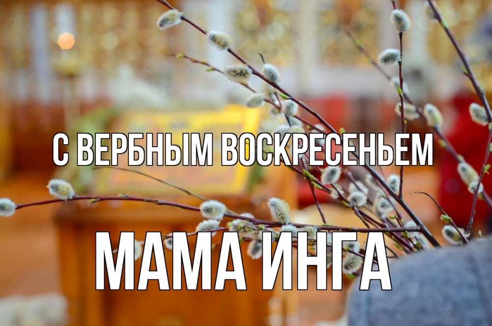 Открытка на каждый день с именем, Мама-Инга С вербным воскресеньем верба Прикольная открытка с пожеланием онлайн скачать бесплатно 