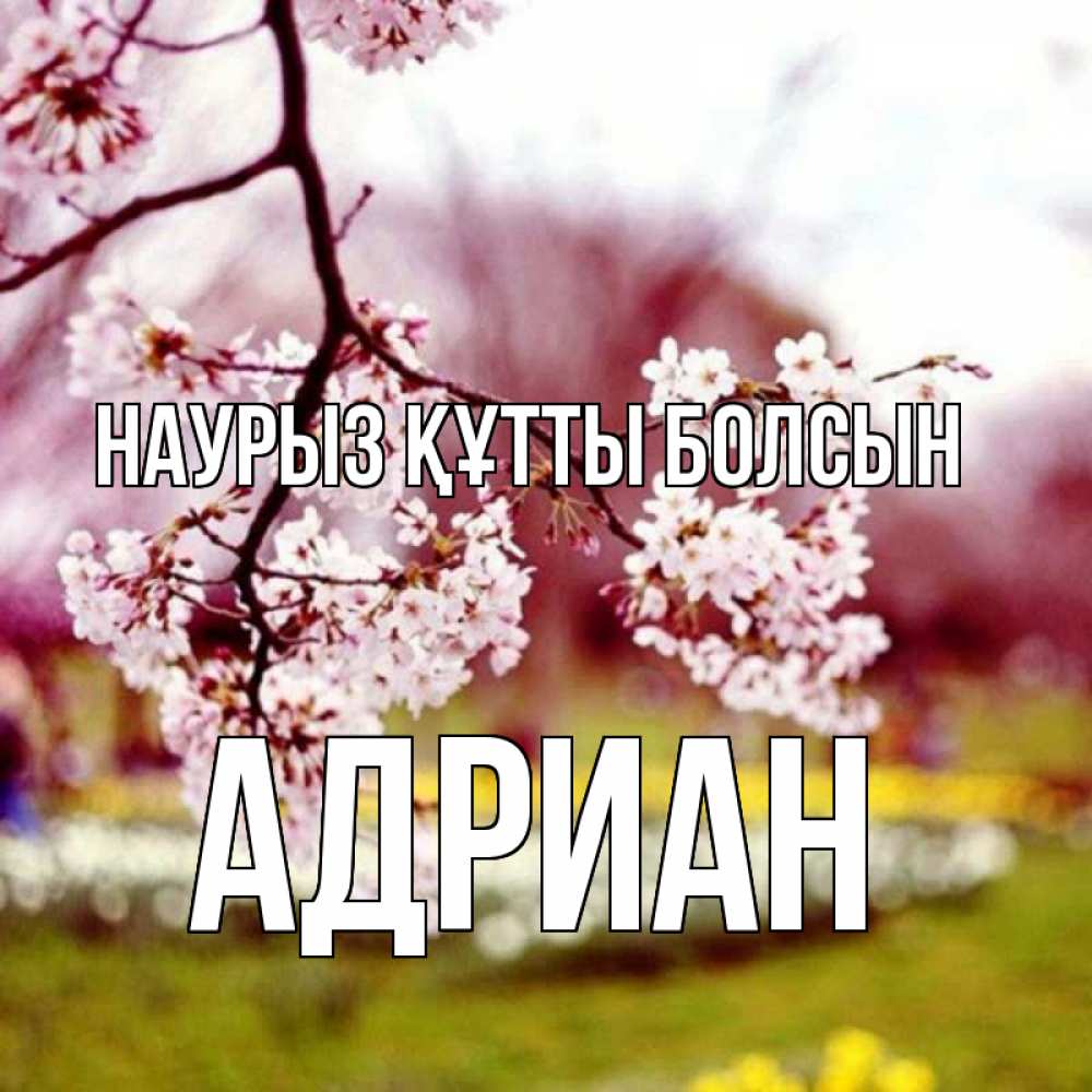 Открытка на каждый день с именем, Адриан Наурыз құтты болсын яблоня Прикольная открытка с пожеланием онлайн скачать бесплатно 