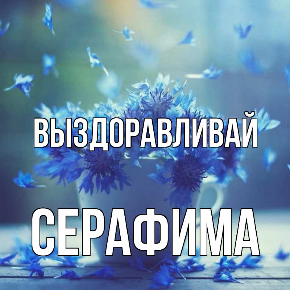 Открытка на каждый день с именем, Серафима Выздоравливай кружка с зельем и цветами Прикольная открытка с пожеланием онлайн скачать бесплатно 