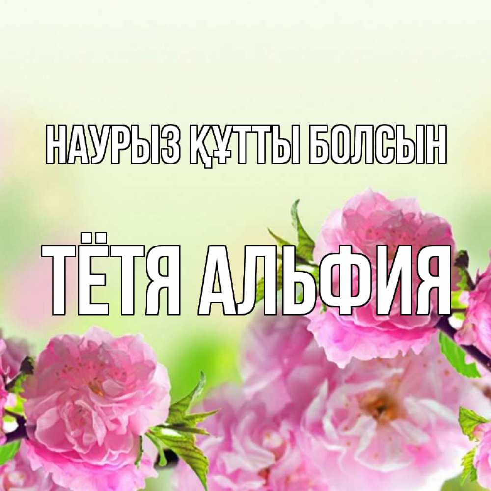 Открытка на каждый день с именем, Тётя-Альфия Наурыз құтты болсын цветы Прикольная открытка с пожеланием онлайн скачать бесплатно 