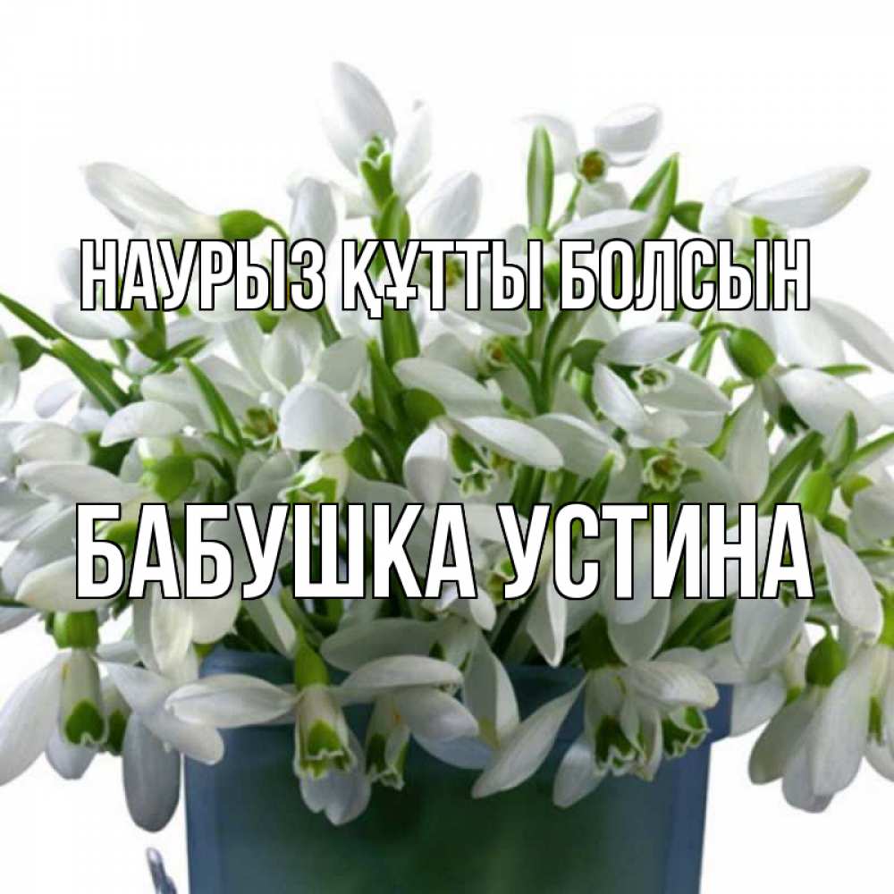 Открытка на каждый день с именем, Бабушка-Устина Наурыз құтты болсын цветы к наурызу Прикольная открытка с пожеланием онлайн скачать бесплатно 