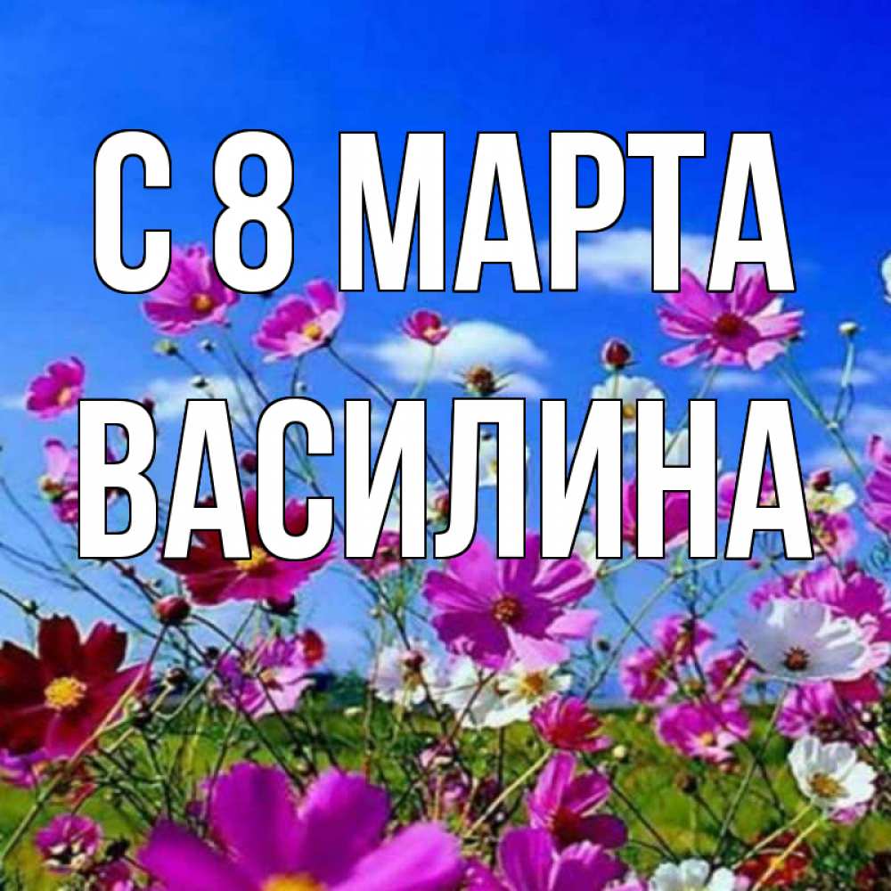 Открытка на каждый день с именем, Василина С 8 МАРТА цветы Прикольная открытка с пожеланием онлайн скачать бесплатно 