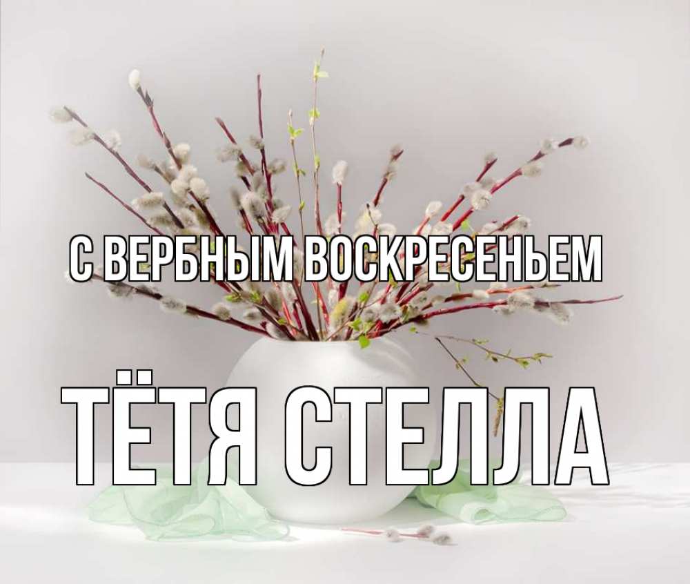 Открытка на каждый день с именем, Тётя-Стелла С вербным воскресеньем верба Прикольная открытка с пожеланием онлайн скачать бесплатно 