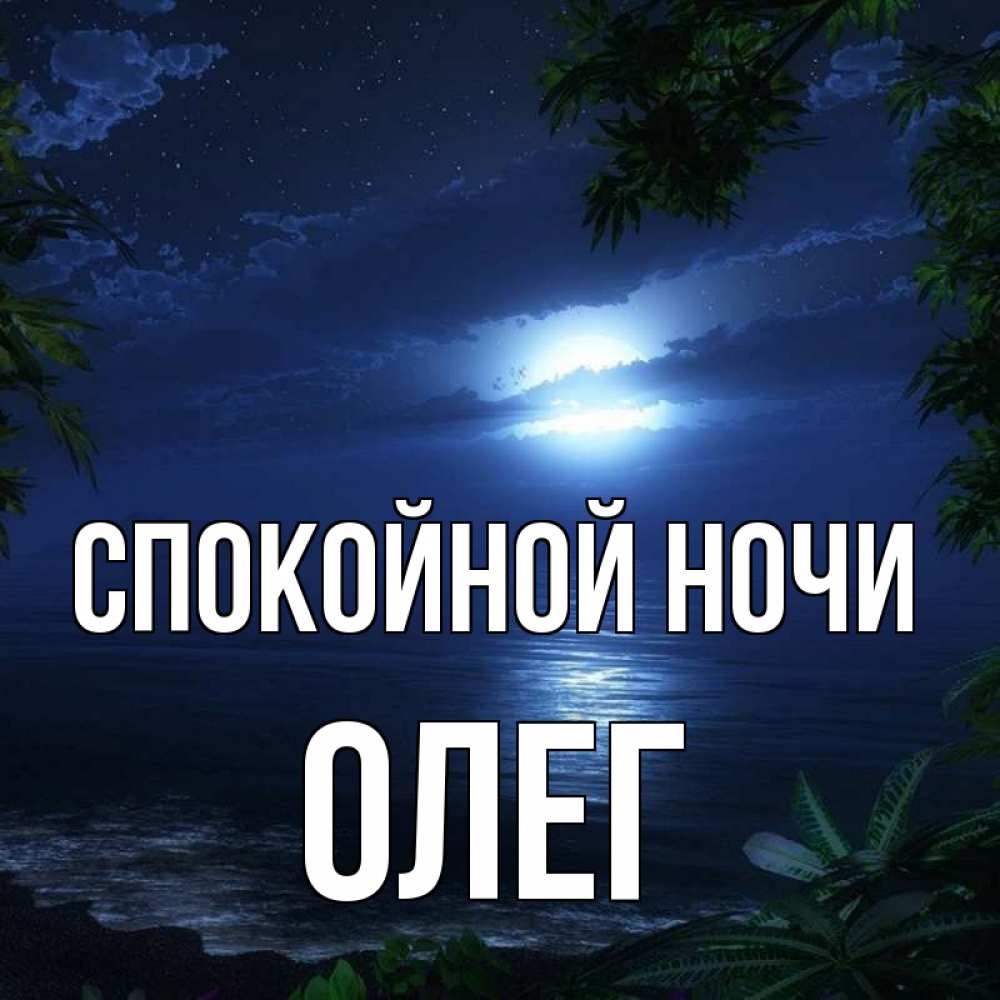 Открытка на каждый день с именем, Олег Спокойной ночи тропический остров Прикольная открытка с пожеланием онлайн скачать бесплатно 