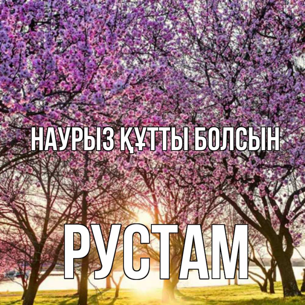 Открытка на каждый день с именем, Рустам Наурыз құтты болсын наурыз Прикольная открытка с пожеланием онлайн скачать бесплатно 