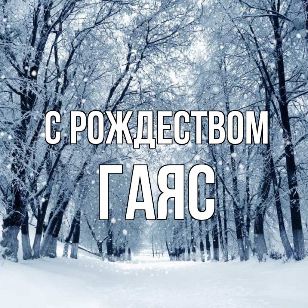 Открытка на каждый день с именем, Гаяс С рождеством снег, лес, парк Прикольная открытка с пожеланием онлайн скачать бесплатно 